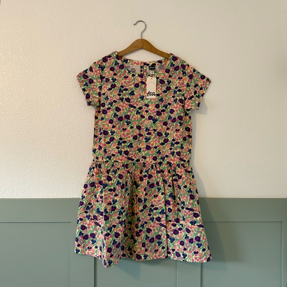NWT Tea Collection Floral Double Pocket Woven Cotton Dress - Multicolor Size 12